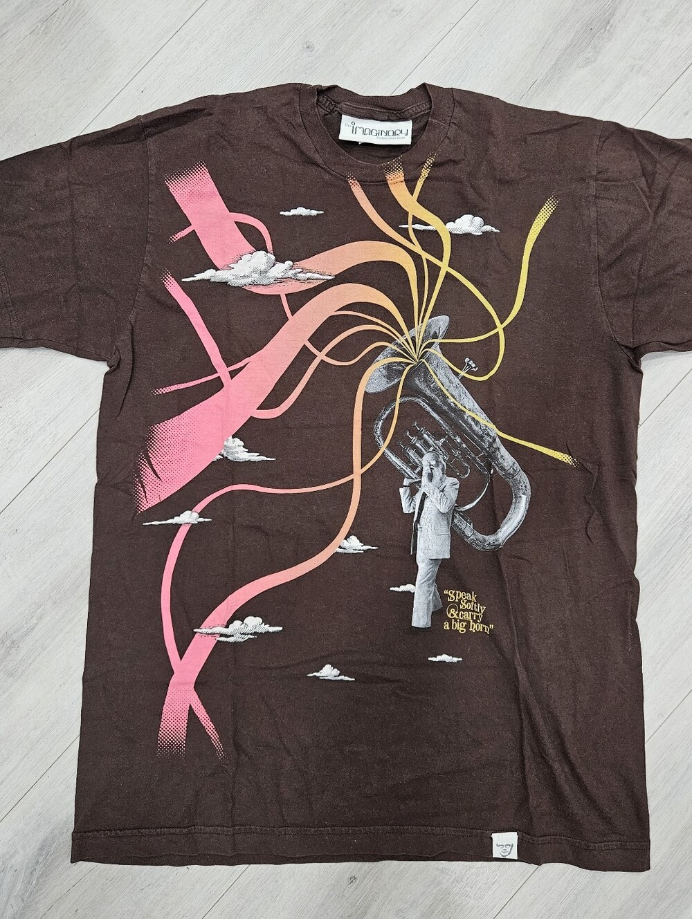 VTG Imaginary Foundation Speak Softly & Carry a Big Horn Brown T-Shirt Sz L
